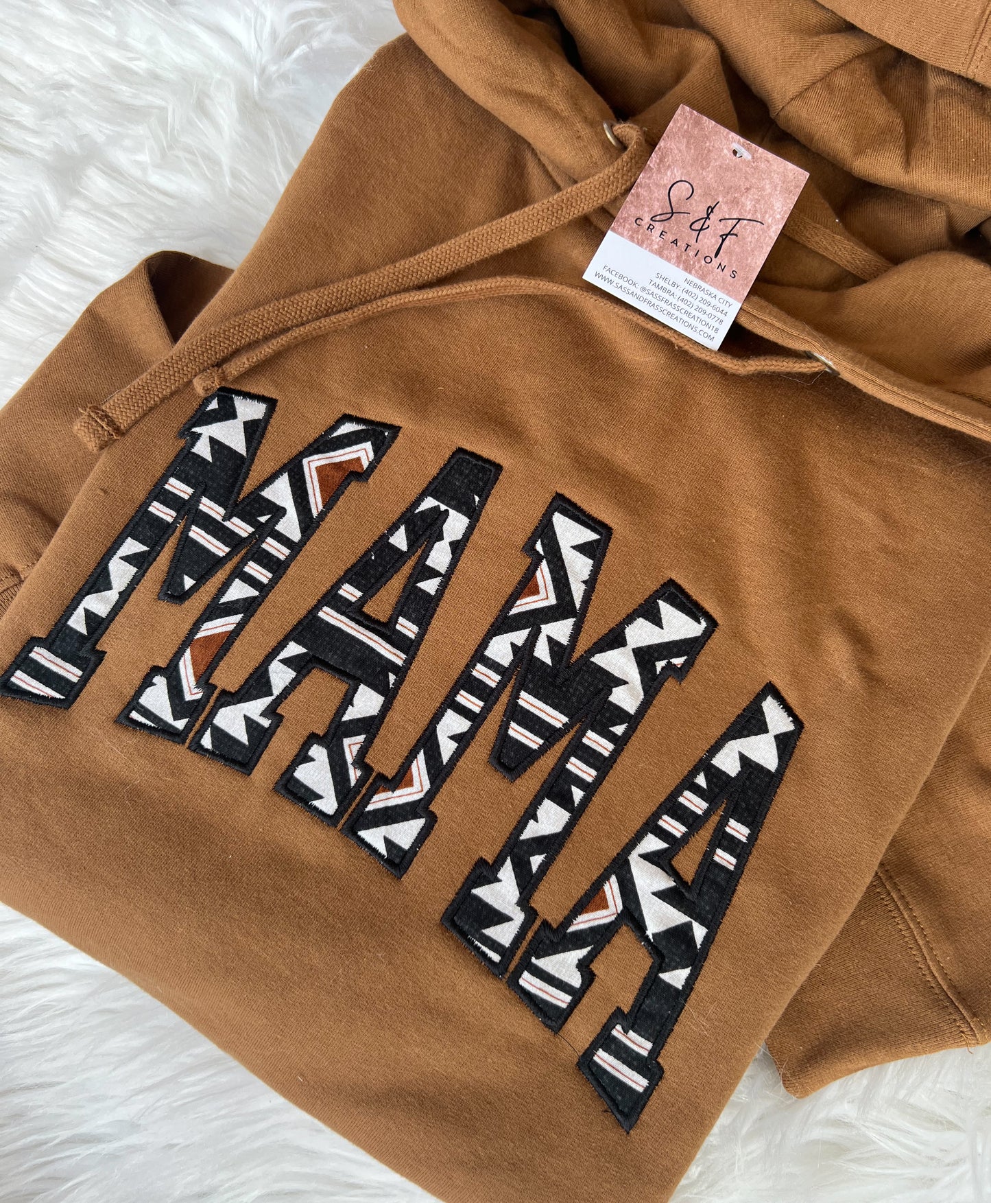 MAMA Aztec Appliqué - Saddle Hoodie