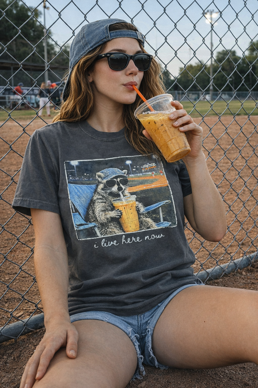 I Live Here Now - Raccoon Tee