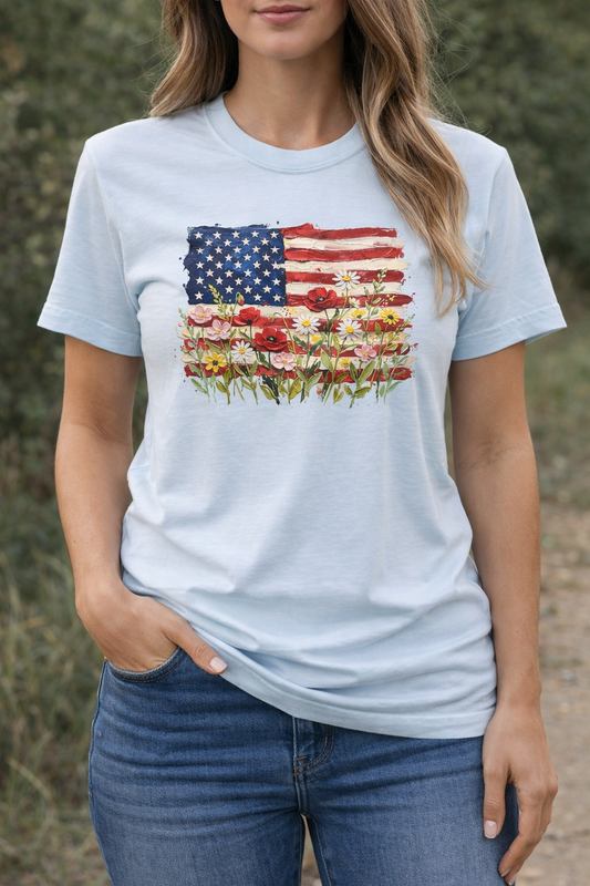Floral American Flag Tee