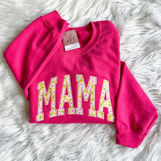 MAMA Appliqué Daisy Fabric - Pink