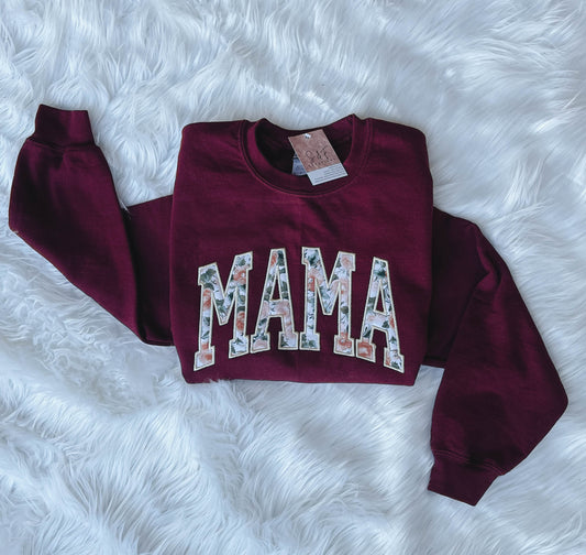 Maroon Floral MAMA Appliqué